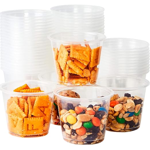 Leakproof BPA-Free 5.5oz Souffle Cups 50 PK. Stackable Portion Containers for Sampling, Salad Dressing Sauces or Jello Shots. Plastic Food Prep Supplies for Restaurant, Cafe, Catering, Deli, Party. by FoodRestaurantSupplies