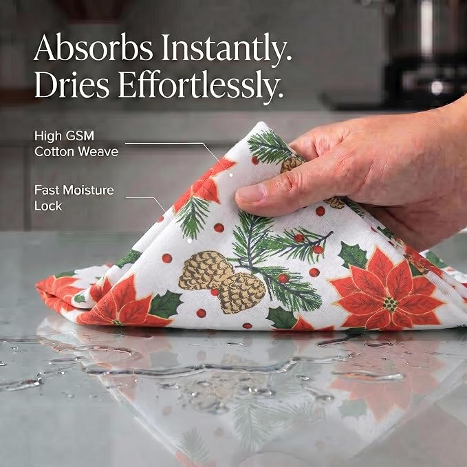 Urban Villa Kitchen Towels Cotton Dish Towels 20”x30”(Set of 6) Pinecone - Image 2