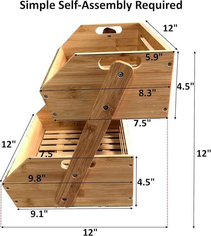 Bamboo Open-Front Stacking Storage Bin -Configurable as 2-Tier Fruit Basket - Image 4