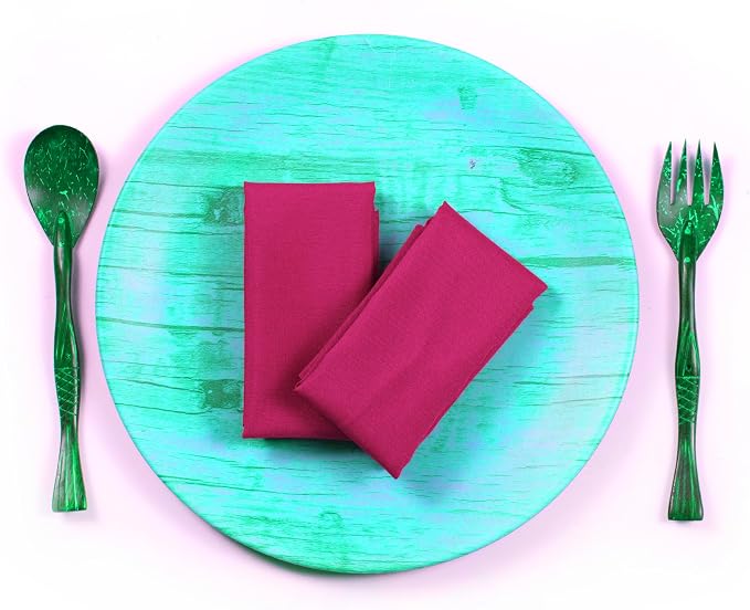 Pack of 12 PCS Cloth Napkins 17x17 inch Washable Polyester Dinner Napkins Soft Table Napkins for Wedding Party Dining Banquet Bistro Decoration - Magenta - Image 3