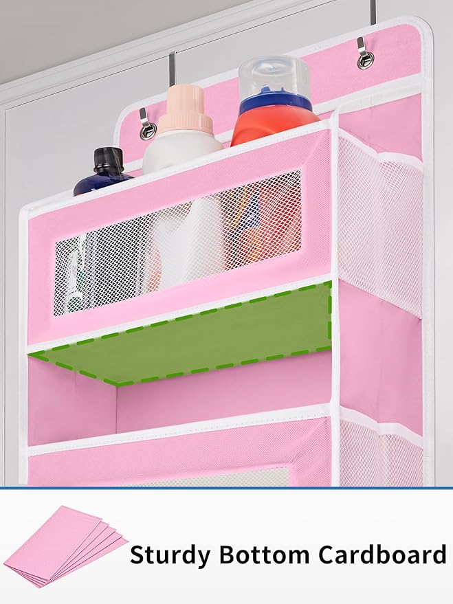 JARLINK Over the Door Organizer for Bedroom, Pantry, Bathroom, 5 Shelf Pink | Anti-Tilt Design, 44 lb Load Capacity, Hanging Door Organizer with 5 Large Capacity Pockets, Behind Door Storage for Nursery - Image 8
