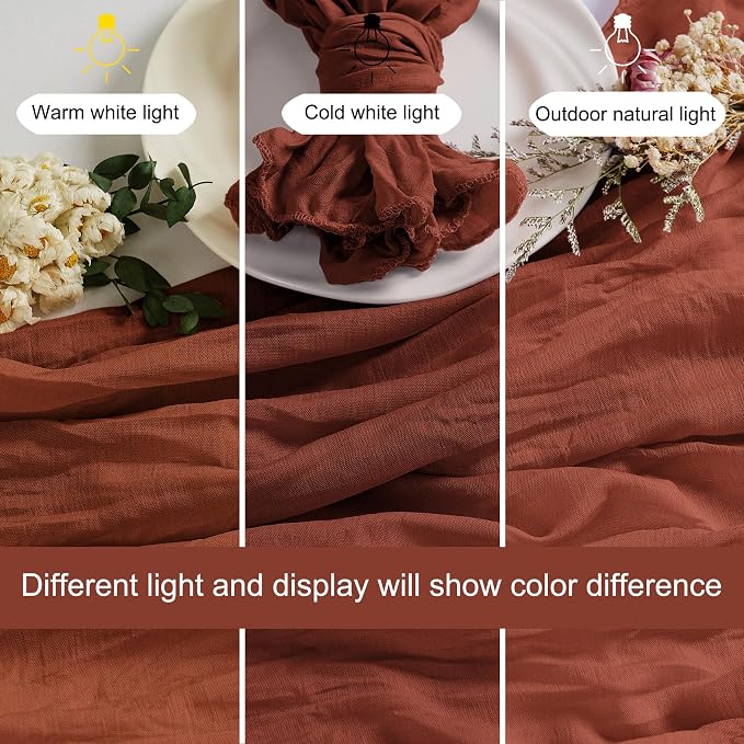 LZY 120 Pack Gauze Cheesecloth Napkins 20x20 Inch Dinner Cloth Napkins, Soft Boho Table Napkins Rustic Wrinkled Cheese Cloth Napkins Bulk for Wedding Party Baby Shower Event Decor (Terracotta) - Image 3