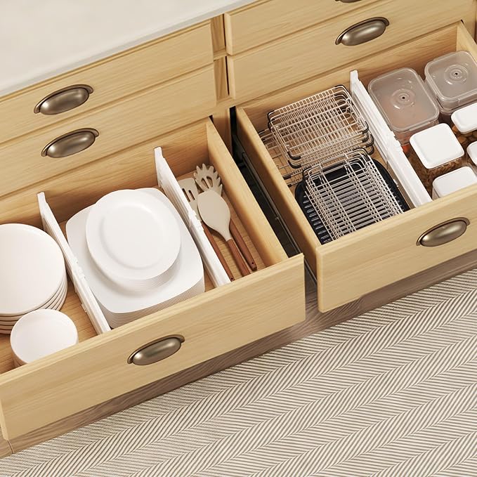 Lifewit 6" Tall Drawer Dividers, Adjustable Deep Drawer Organizer Clothes | 9 Pack 11.5"-18.5" Expandable White Plastic Separators for Dresser, Kitchen, Cabinet, Closet, Office Organization & Storage - Image 10