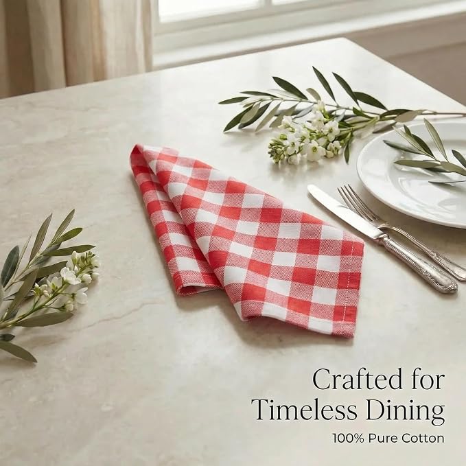 Urban Villa Cloth Napkins Cotton 12x12 (Set of 12) Red - Image 8