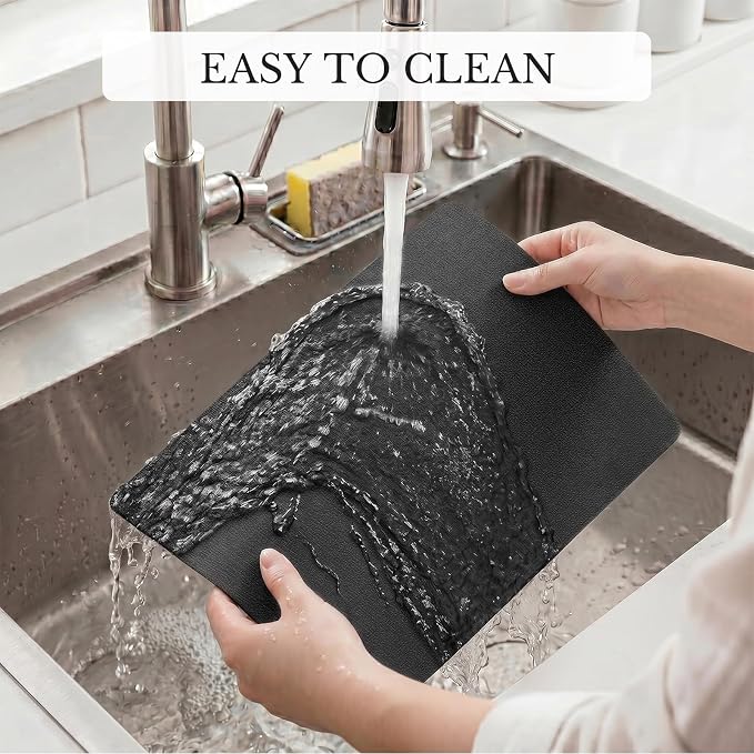 Romanstile Vinyl Placemats Set of 4, Reversible Faux Leather Heat Resistant Wipeable Table Mats, Waterproof Washable Non-Slip Table Placemats for Dining/Kitchen/Party/Outdoor (Black, 12" x 17") - Image 8