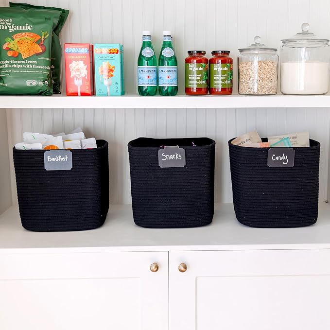 NaturalCozy Storage Cubes 11 Inch Cotton Rope Woven Baskets for Organizing, 3-Pack | Cube Storage Bin | Square Storage Baskets for Shelves Organizer, Classroom, Kids Toy Bins, Closet, Baby Nursery - Image 8