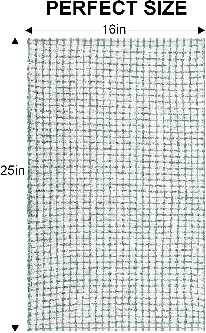 Kitinjoy Cotton 6 Pack Terry Kitchen Towels, Grass Green | 16 x 25 Inches Super Soft and Absorbent Dish Towels, Quick Drying hand towels for kitchen Drying - Image 2