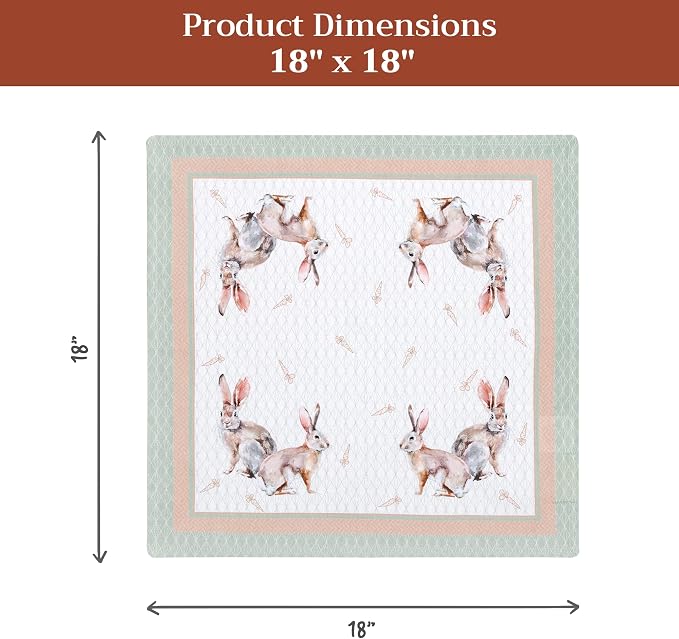 Maison d' Hermine Cloth Napkins Set of 4 Reusable 100% Cotton (18" x 18") | Everyday Square Napkins Cloth Washable Dinner Party Wedding Restaurant Hotel Kitchen Spring Summer - Rabbits At Dawn - Image 7