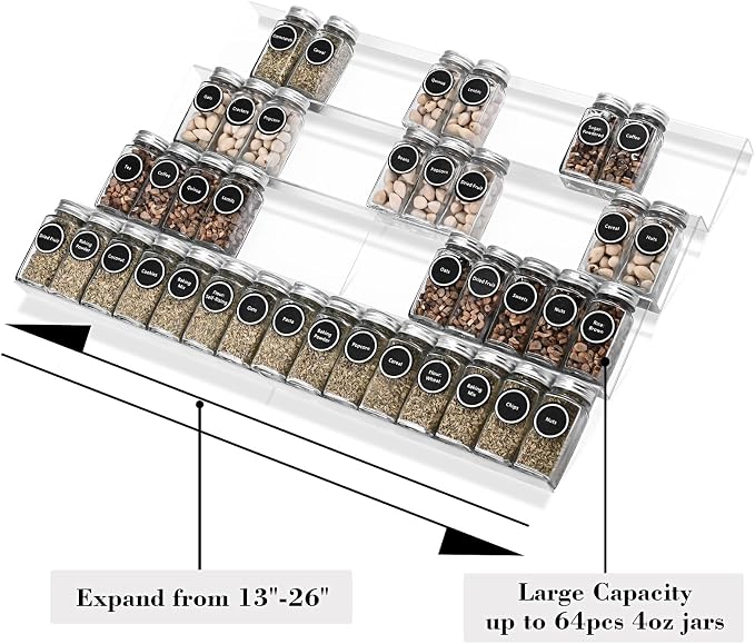 Acrylic Spice Rack Tray - Spice Drawer Organizer for Kitchen Cabinets Storage and Organization (Jars Not Included) - Image 5