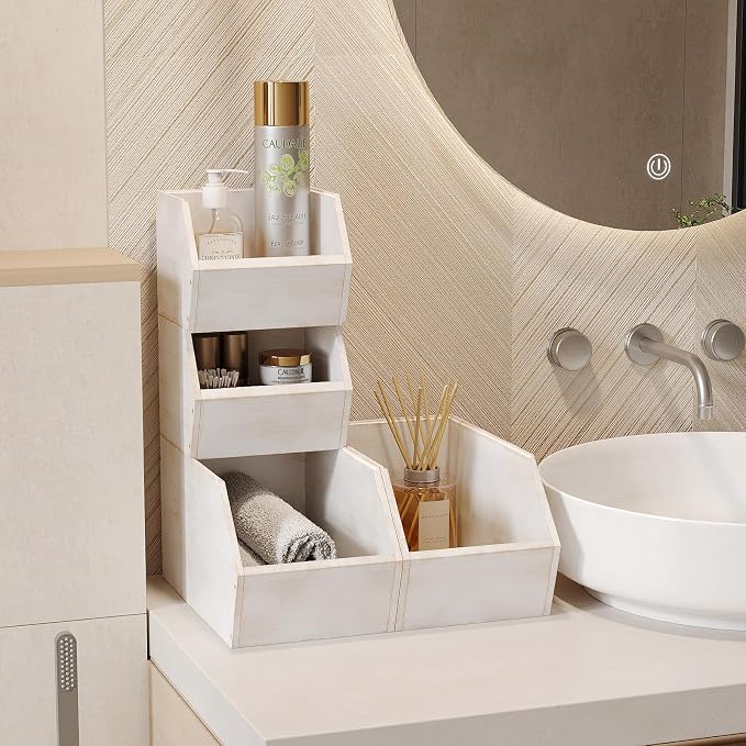 Trironsun 2 Set Bamboo Pantry Storage Bins Wood Stackable Baskets Potato and Onion Storage Bins Fruits Vegetable Bread Organization for Kitchen Counter - Image 6