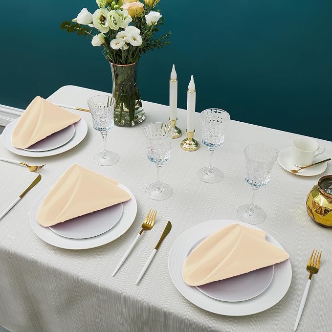 MDS® Pack of 200 Satin Napkins 12 x 12 Inch, Soft Silky Reusable Cloth Dinner Table Napkins for Wedding Décor, Reception, Birthday, Parties, Banquets, Catering, Restaurants & Hotel - Cream - Image 2