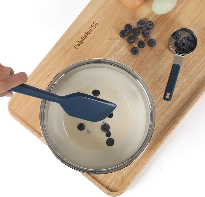 Calphalon Edge 6-Piece Stainless Steel and Silicone Kitchen Tool Set, Kitchen Utensil Set, Scraper, Skimmer, Spoon, Ladle, Turner, Pasta Server, Heat Resistant Nonstick Safe Cooking Utensils (Navy) - Image 8