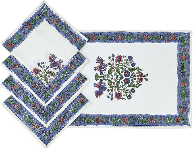 16x16 Inches Cotton Napkins Set of 4, Purple White, Washable Hand Block Printed Reusable Cloth Napkins for Dinning, Party, Wedding, Home Decor Fall - Image 7