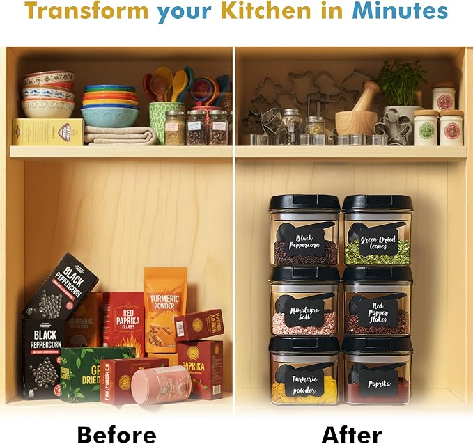 Shazo 6 PC Airtight Food Storage Containers + 6 Spoons Included - BPA Free Plastic Snack & Spice Containers with Easy Lock Lids - Kitchen and Pantry Organization for Herbs Coffee Tea - 0.5L / 2.1 Cup - Image 6