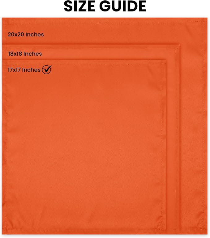 Utopia Home [24 Pack, Orange] Cloth Napkins 17x17 Inches, 100% Polyester | Hemmed Edges, Washable and Reusable Ideal for Parties, Weddings and Dinners - Image 3
