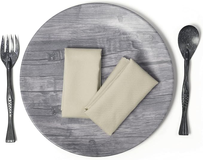 Pack of 100 PCS Cloth Napkins 17x17 inch Washable Polyester Dinner Napkins Soft Table Napkins for Wedding Party Dining Banquet Bistro Decoration - Ivory - Image 3