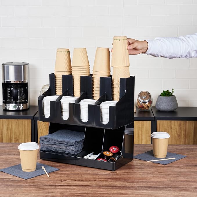 Restaurantware Restpresso Coffee Bar Organizer, 1 Count Durable 11 Compartments, Compact Size, Black Plastic Tabletop Coffee Supplies Organizer For Homes, Office Spaces, Breakrooms, and Lounges - Image 5