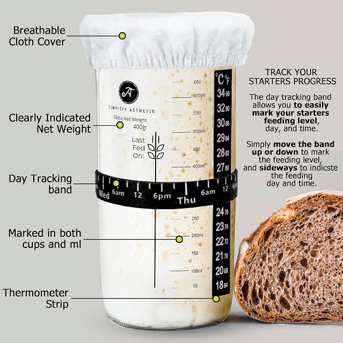 Premium Banneton Bread Proofing Basket - A Complete Sourdough Bread Baking Kit - Bread Baking Supplies - Sourdough Starter Jar Kit - Image 3