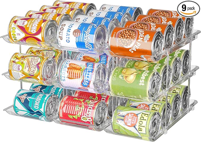 Can Organizer for Pantry, 3 Tier Rolling Can Storage Organizer Pantry | Automatic Rolling, Holds 36 Cans, Modular Combination, Clear, Fits Cabinets, Pantry & Fridge, Easy Access, Space Saving by Attelite