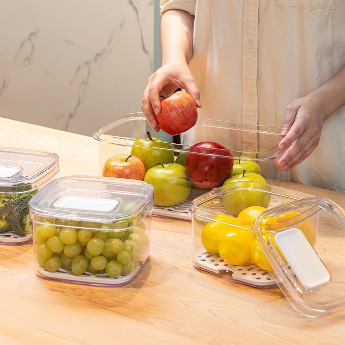 Felli Duo Fresh Veggie Keeper for Fridge with Vent & Drain Trays, LARGE Fruit Vegetable Storage Container for LONG Produce Veggie, Cabbage Celery Lettuce Asparagus Zucchini Saver for Refrigerator - Image 8