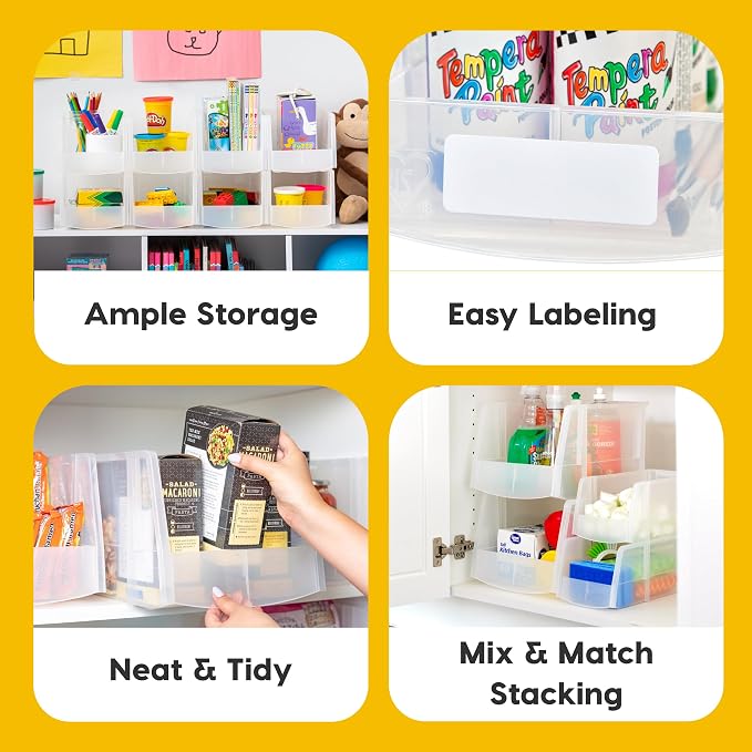 IRIS USA 8-Pack, Large Clear Stackable Storage Bins | Organize snacks, cans, coffee pods, craft supplies, and household essentials with clear visibility and easy access - Image 3