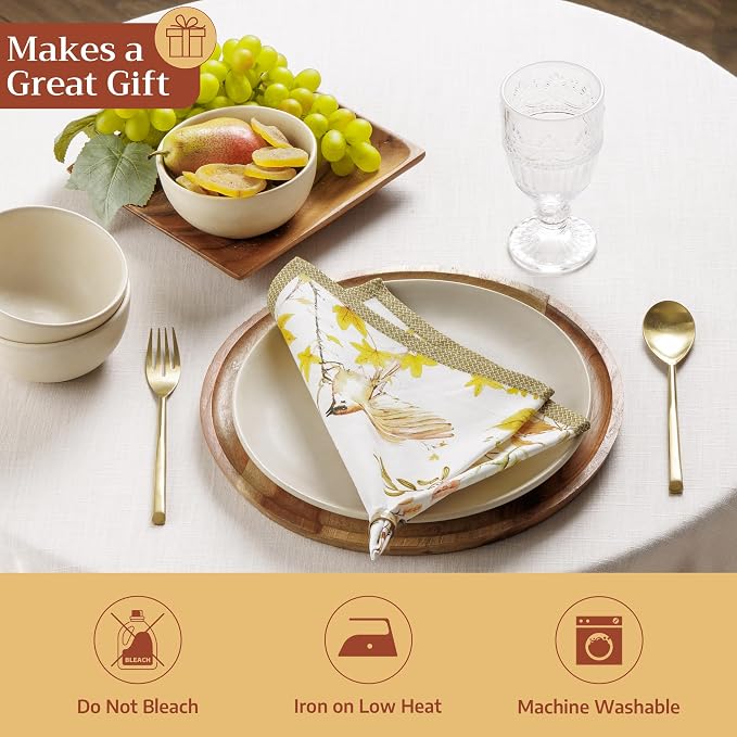 Maison d' Hermine Cloth Napkins Set of 4 Reusable 100% Cotton (18" x 18") | Everyday Square Napkins Cloth Washable Dinner Party Wedding Restaurant Hotel Kitchen Spring Summer - Verdier - Image 5
