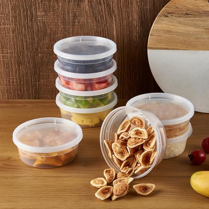 [240Set-8oz] Plastic Deli Food Storage Containers With Lids Disposable Clear Small Togo Jars Bowls For Soup, Meal Prep, Slime | BPA Free | Stackable | Leakproof | Microwave | Dishwasher | Freezer Safe - Image 6