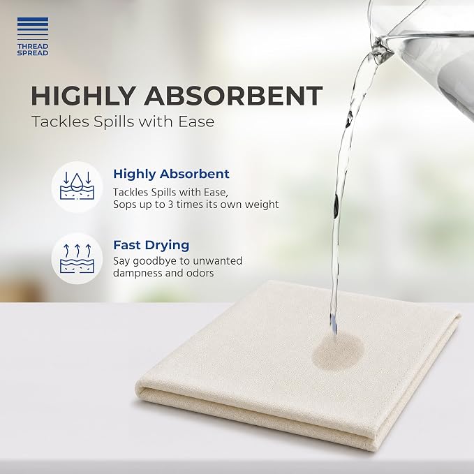 THREAD SPREAD 100% Cotton Dish Cloths - Flour Sack Kitchen Towels - Cotton Blank Towel - Thick Absorbent Quick Dry, Machine Washable - Cleaning & Drying - 28"x28" - Pack of 24, Natural - Image 3