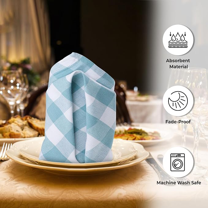 Urban Villa Cloth Napkins Cotton 20x20 (Set of 6) Aqua - Image 8