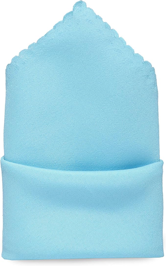 Pack of 100 Polyester Napkins 17 x 17 Inch Square with Scalloped Edge, Plain Washable Reusable Dining Table Cloth Napkin for Wedding Party Banquet Home Restaurant Bistro Decoration - Baby Blue - Image 4
