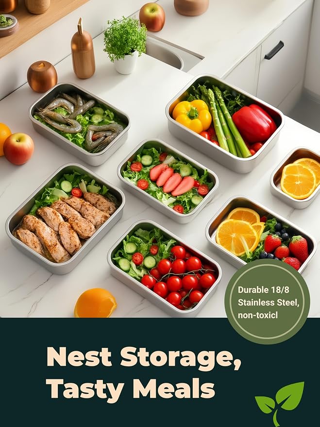 Stainless Steel Food Storage Containers, Silver, 22oz | Leak-Proof Latching Lid, Reusable Bento Lunch Box, Oven/Dishwasher/Freezer Safe - Image 6