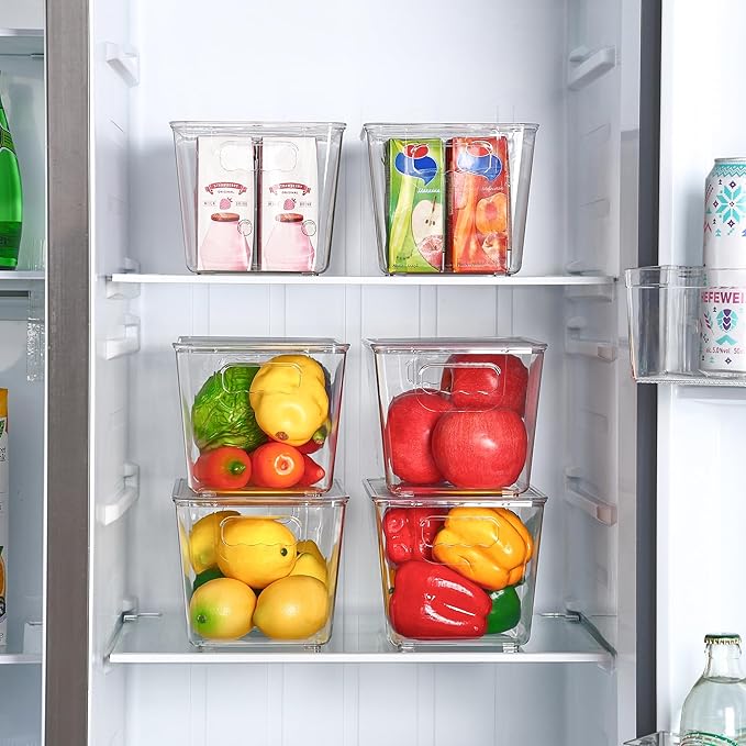 Vtopmart 1 Pack Clear Stackable Storage Bins with Lids, Medium | BPA-free Plastic, Organize Vertically, For Pantry Kitchen Fridge Cabinet Closet Bathroom, Built to Last, Easy to Move - Image 4