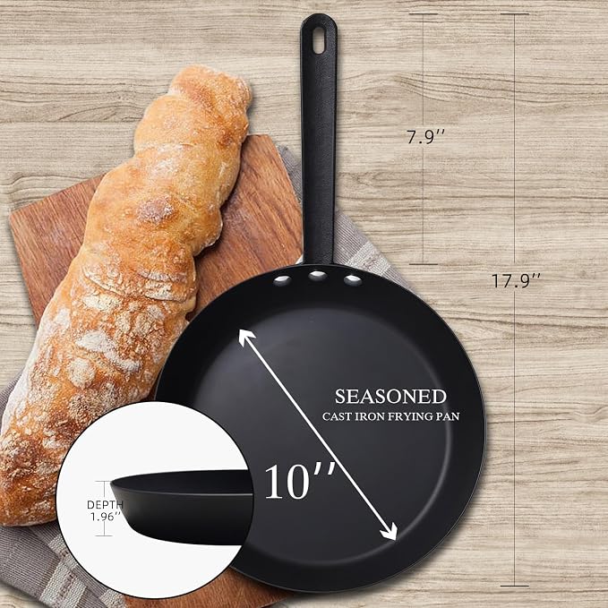 Coating-Free Carbon Steel Pan, Durable 10 Inch Nitrided Frying Pan, Oven Broiler Safe 660F and Induction Compatible, PFOA Free - Image 2