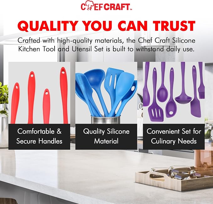 Chef Craft Premium Utensil Set Kitchen, Green, 11 Piece Set (42107) - Image 6