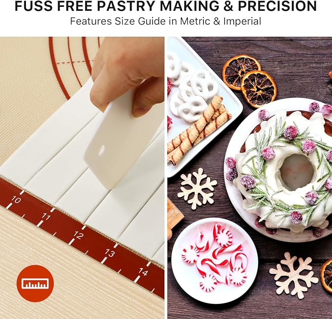 DANIA & DEAN 26"x16" Extra Thick Silicone Baking Mat for Pastry and Bread | Non-Slip & Non-Stick Mat with Measurements, for Pizza, Pie Crust, Dough Rolling, Pasta & Sourdough, Reusable Counter Sheet - Image 8