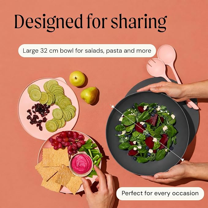 Large Serving Bowl with Lid - Certified Recycled Food-Safe Plastic, BPA-Free, Dishwasher, Microwave, Fridge and Freezer Safe | 4.96qt | Pepper - Image 4