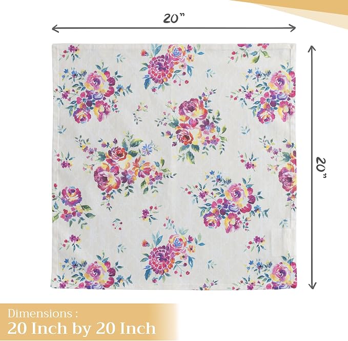 Maison d' Hermine Cloth Napkins Set of 4 Reusable 100% Cotton (20" x 20") | Everyday Square Napkins Cloth Washable Dinner Party Wedding Restaurant Hotel Kitchen Spring Summer - Rose Garden - Image 4
