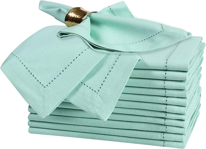 Bedding Craft Cotton Cloth Dinner Napkins Set of 12 – 18x18 Bird Egg Gray Hemstitched – Machine Washable Fabric Napkins for Weddings, Thanksgiving, Christmas & Daily Dining by BeddingCraft