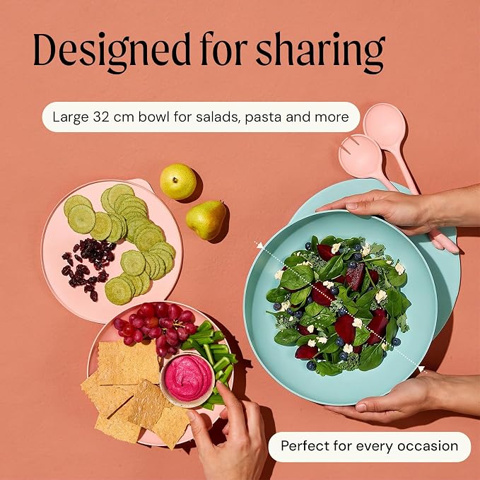 Large Serving Bowl with Lid - Certified Recycled Food-Safe Plastic, BPA-Free, Dishwasher, Microwave, Fridge and Freezer Safe | 4.96qt | Mint - Image 4
