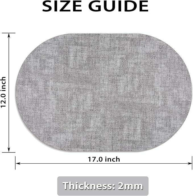 Placemats for Dining Table Set of 4 Non-Slip, Heat Resistant Oval Leather Placemat Double Layer, Waterproof Table Mats Easy to Clean for Kitchen Dining Room Coffee Office Table, Grey - Image 6