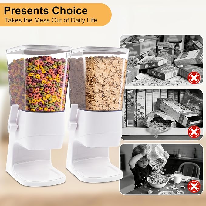 Cereal Dispenser Countertop 2Pcs, Cereal Containers Storage Snack Dispenser for Pantry, 3.2L Dry Food Dispenser for Grains, Nuts, Snack,Oatmeal, Pet food, White - Image 6