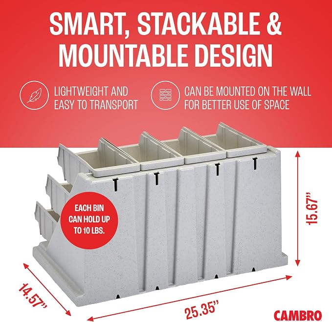Cambro Versa - Self Serve Condiment and Utensil Bin - 12 Storage Bins - Ideal for food and coffee condiments (Gray) - Image 4