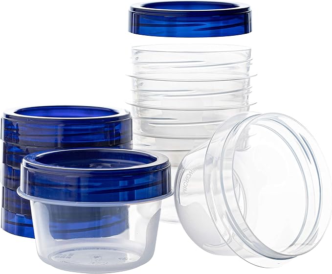 PLASTICPRO [4 oz 144 Pack] Twist Top Deli Containers Clear bottom With blue Top Twist on Lids Reusable, Stackable, Food Storage Freezer Container Pack of 144 - Image 8