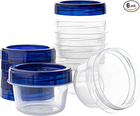 PLASTICPRO Deli Containers Clear bottom With blue Top Twist on Lids Reusable, Stackable, Food Storage Freezer Container (6, 4 OUNCE) by PLASTICPRO