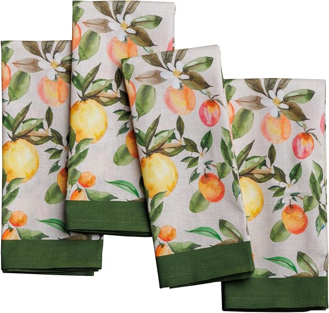 Maison d' Hermine Cloth Napkins Set of 4 Reusable 100% Cotton (18" x 18") | Everyday Square Napkins Cloth Washable Dinner Party Wedding Restaurant Hotel Kitchen Spring Summer - Soleil Fruite by MaisondHermine