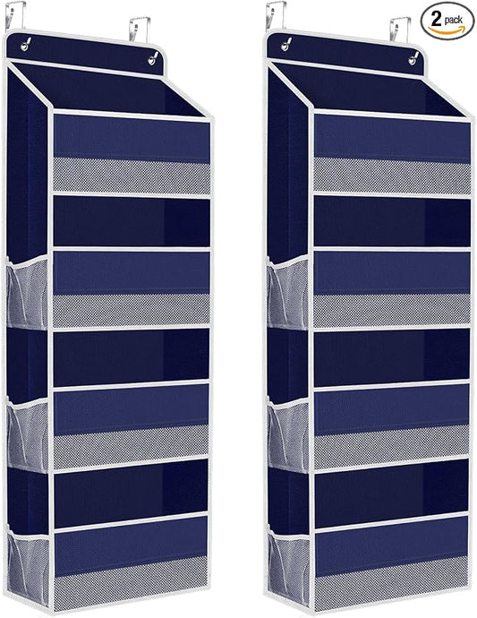 2 Pcs Over The Door Organizer Large Capacity Hanging Storage Room Organizer | 40 lb Capacity, Ultra-Sturdy, Foldable, Mesh Design with Clear Window, Space-Saving Organizer for Pantry, Nursery & Closet by SpaceHacks