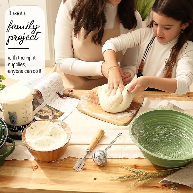 All-Inclusive  Sourdough Starter Kit with Pot, 34 Oz Starter Jar, 4 Banneton Bread Proofing Baskets, Scraper, Scale, Sourdough Bread Baking Supplies, Beginner Guide & Recipes - Image 6
