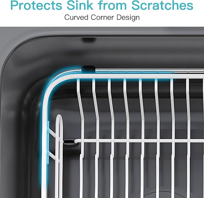 JASIWAY White Dish Drying Rack in Sink with Utensil Holder, RV, Apartment | Over Sink Expandable Stainless Steel Dish Drainers for Compact Kitchen, Space Saving, Fast Drain, Rustproof, For 1-2 people - Image 8
