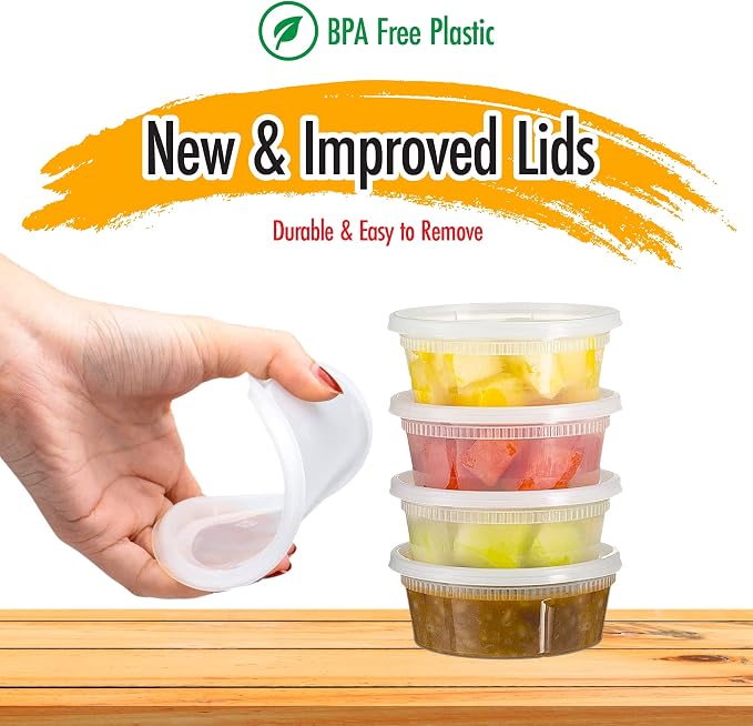 (8oz-Deli Containers with Leakproof Lids-50 Pack BPA-Free Plastic Microwaveable Clear Food Storage Container Premium Heavy-Duty Quality, Freezer & Dishwasher Safe - Image 6