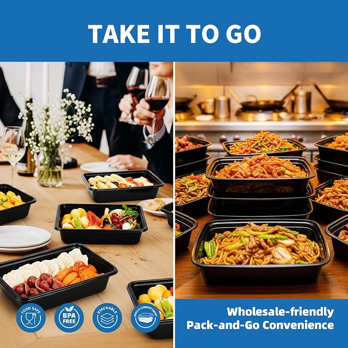 12oz Meal Prep Containers, 150 Sets Disposable Food Storage Boxes with Lids | Small, Single Compartment, Leakproof Lids, BPA Free, Microwave Freezer Safe, Plastic To Go Bento Boxes for Lunch Takeout - Image 6